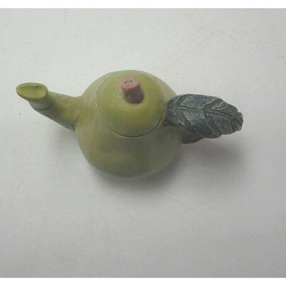 Green Teapot Leaf Handle Ornament Miniature CA 950 C - Picture 5 of 8